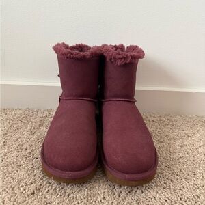 UGG Mini Bailey Bow Boot in Glimmer Maroon